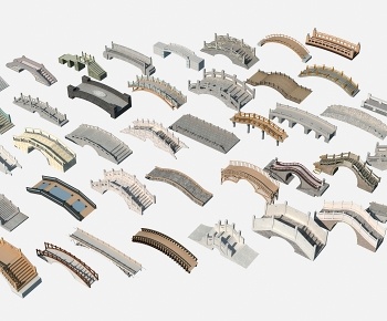 现代石拱桥组合3D模型