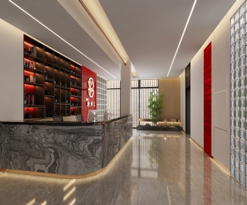 New Chinese Style Office Reception Desk-ID:489573963