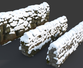 现代雪景石头围墙-ID:901447065