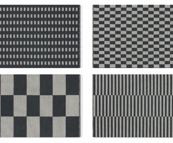 现代高级黑白灰几何条纹地毯-ID:486121899