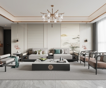 New Chinese Style A Living Room-ID:643954049