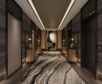 New Chinese Style Office Elevator Hall-ID:539881945