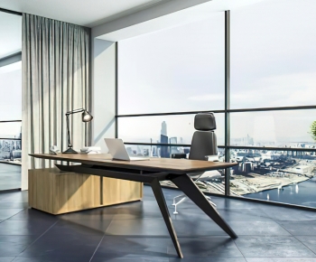 Modern Office Desk And Chair-ID:670810942