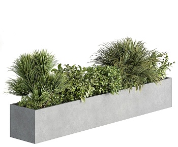 现代灌木绿植花坛3D模型