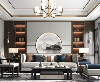 New Chinese Style A Living Room-ID:557040939