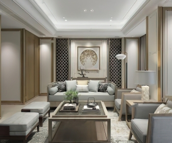 New Chinese Style A Living Room-ID:626534947