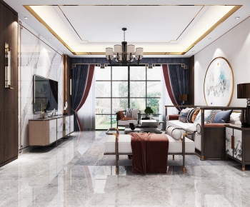 New Chinese Style A Living Room-ID:919744012
