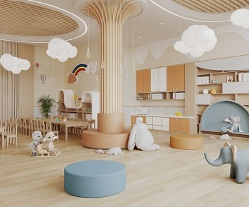 现代幼儿园活动室3D模型