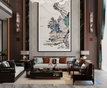 New Chinese Style A Living Room-ID:127730425