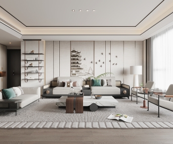 New Chinese Style A Living Room-ID:208437922
