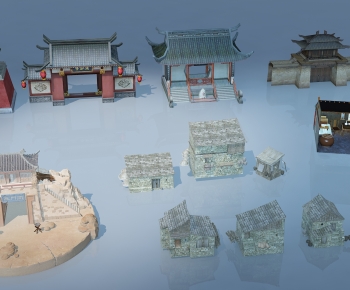 中式游戏古建筑元素-ID:386044035