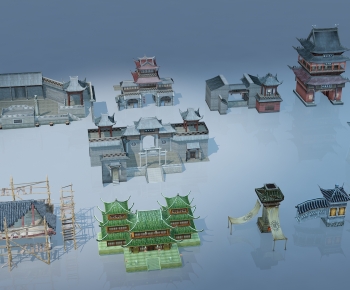 中式游戏古建筑元素-ID:451045046