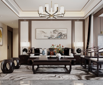 New Chinese Style A Living Room-ID:885698089
