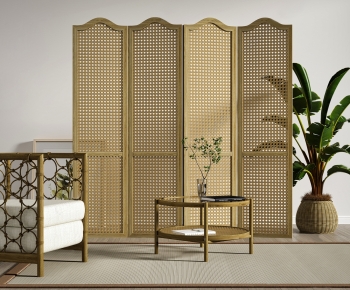 Wabi-sabi Style Wooden Screen Partition-ID:110194929