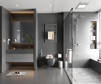现代暗黑卫生间浴室3D模型