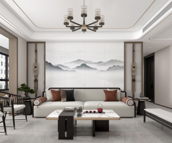 New Chinese Style A Living Room-ID:592880968