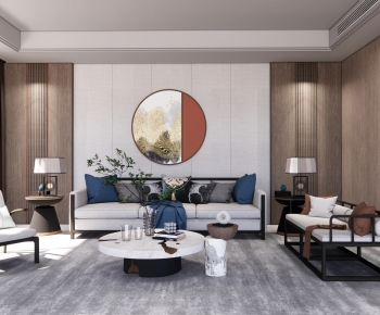 New Chinese Style A Living Room-ID:781323917