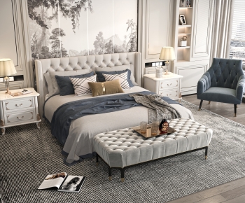 American Style Double Bed-ID:614736089