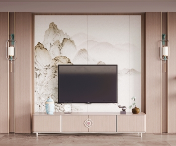 New Chinese Style TV Wall-ID:384547954