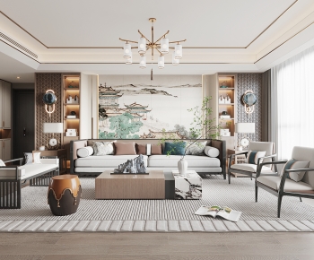 New Chinese Style A Living Room-ID:325165993