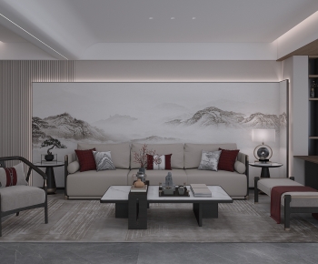 New Chinese Style A Living Room-ID:339874985