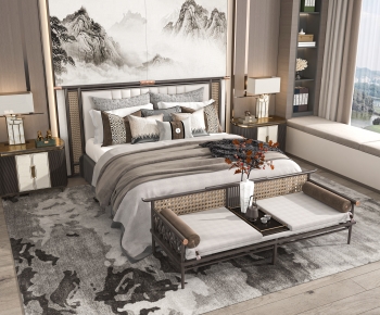 New Chinese Style Double Bed-ID:387212043