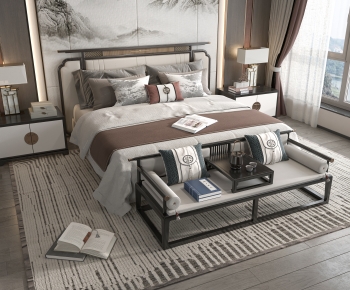New Chinese Style Double Bed-ID:525058034