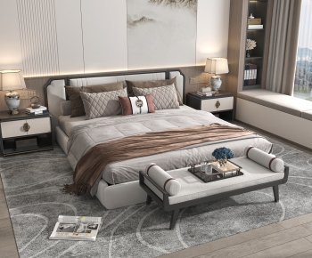 New Chinese Style Double Bed-ID:908266079