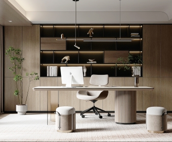 Modern Computer Desk And Chair-ID:395608901