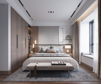New Chinese Style Bedroom-ID:371223931