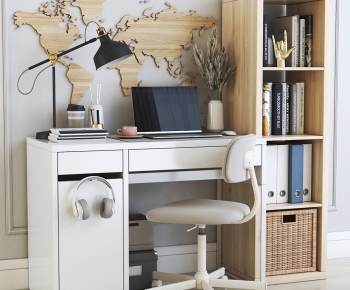 Nordic Style Computer Desk And Chair-ID:338161042