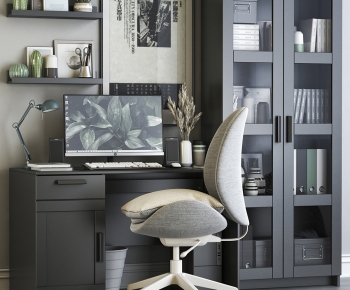 Modern Computer Desk And Chair-ID:537851106