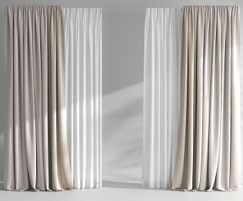 现代窗帘 白纱帘3D模型