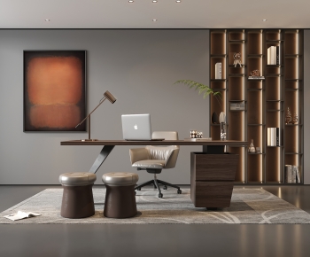 Modern Computer Desk And Chair-ID:383353952