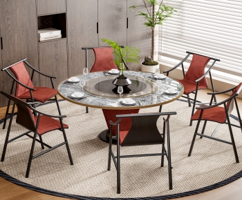 新中式圆形餐桌椅-ID:104265939