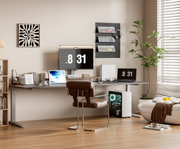 Modern Computer Desk And Chair-ID:409549954