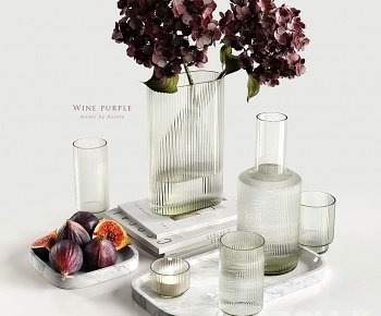 现代玻璃花瓶，果盆摆件3D模型