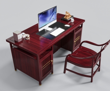 Chinese Style Office Desk And Chair-ID:673149117