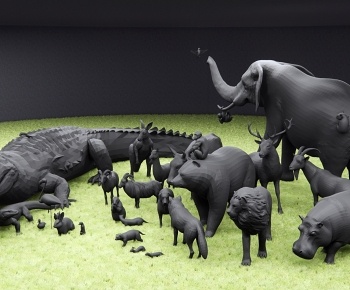 现代动物组合3D模型