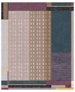 现代几何条纹格子图案地毯-ID:5695487