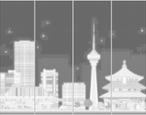 城市剪影穿孔铝板贴图-ID:5696127