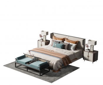 New Chinese Style Double Bed-ID:116152058