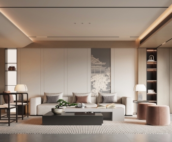 New Chinese Style A Living Room-ID:906870429