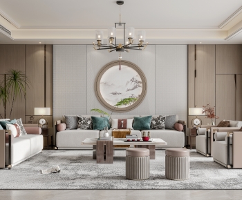 New Chinese Style A Living Room-ID:630734924