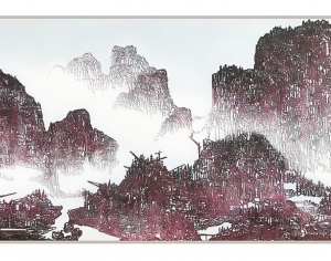 新中式抽象山水挂画贴图-ID:426445961