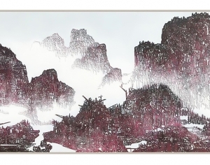 新中式抽象山水挂画贴图-ID:5698594