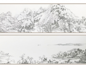 新中式抽象山水二联幅挂画贴图-ID:266712902