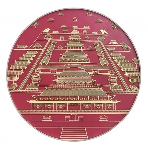 新中式故宫建筑圆形挂画贴图-ID:5698646
