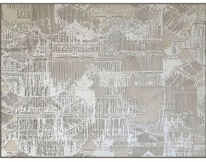 新中式抽象古建筑挂画贴图-ID:5698430