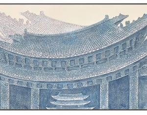 新中式抽象古建筑挂画贴图-ID:5698435
